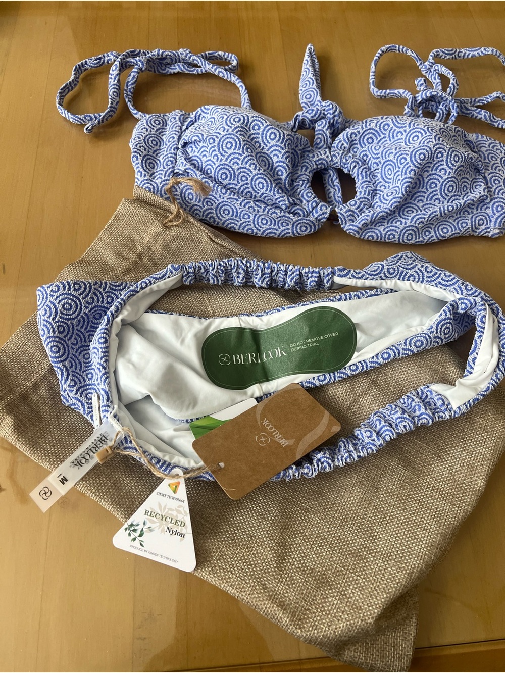 Blue bikini set, bandeau top, Size M - Picture 5 of 5